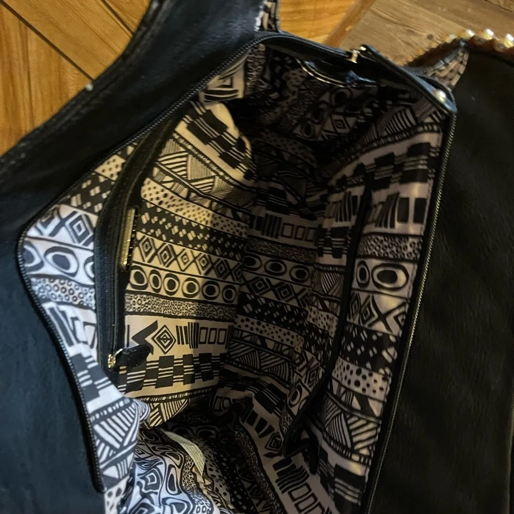 Big Buddha Grayson Black Quilted Faux Leather Hobo Bag